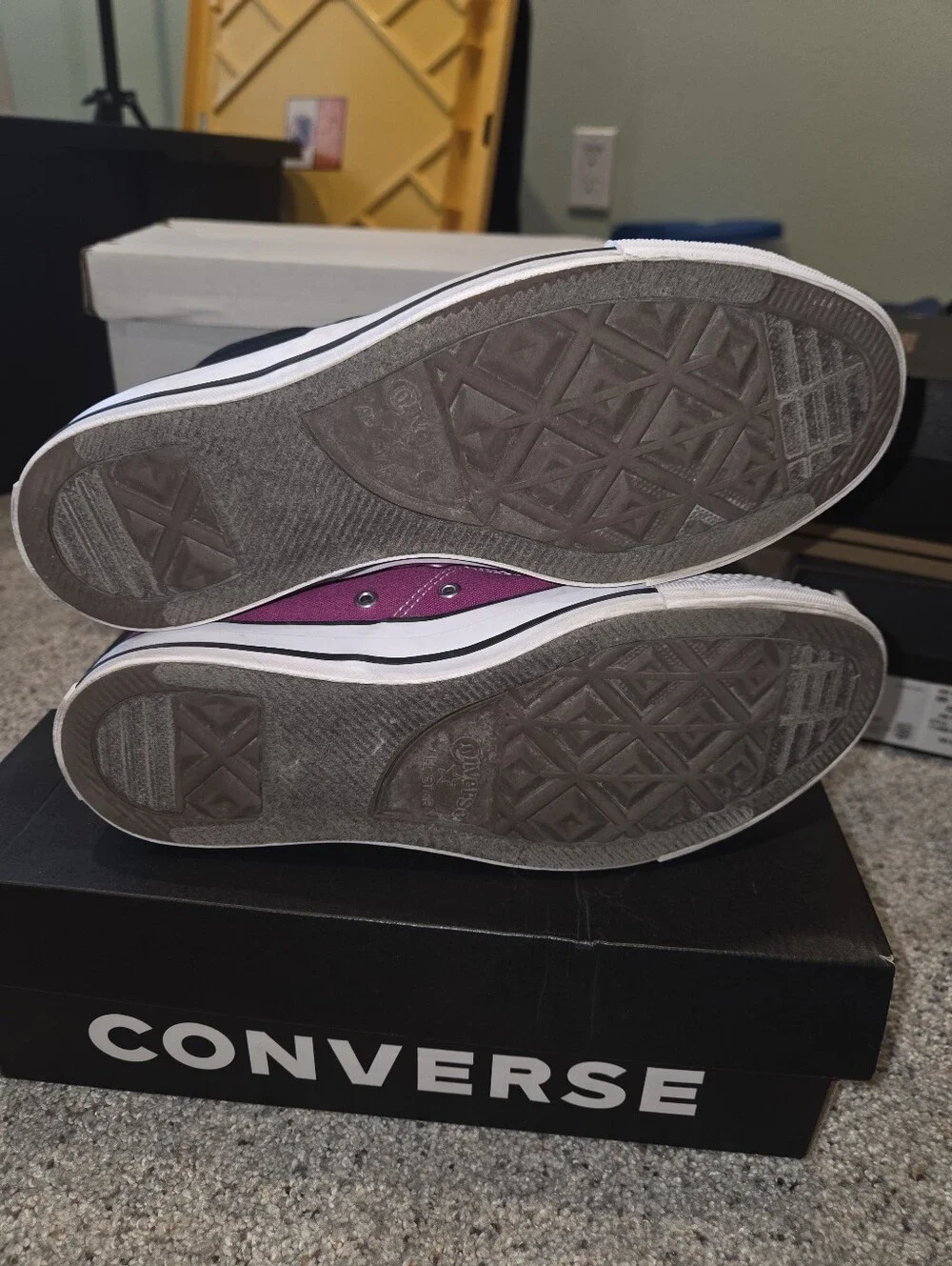 Converse Two-Tone Padded High Top Sneakers Pink & Black Womans Size 9